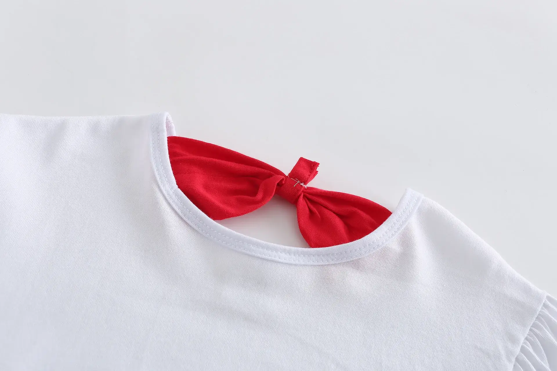 Girls New Factory Hot Stamped Fabric White Bow OC1218 — feature 6