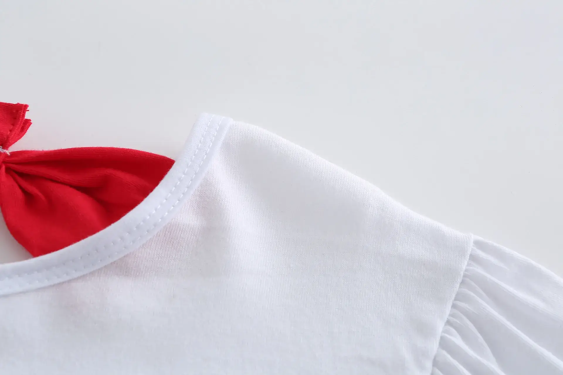 Girls New Factory Hot Stamped Fabric White Bow OC1218 — feature 7