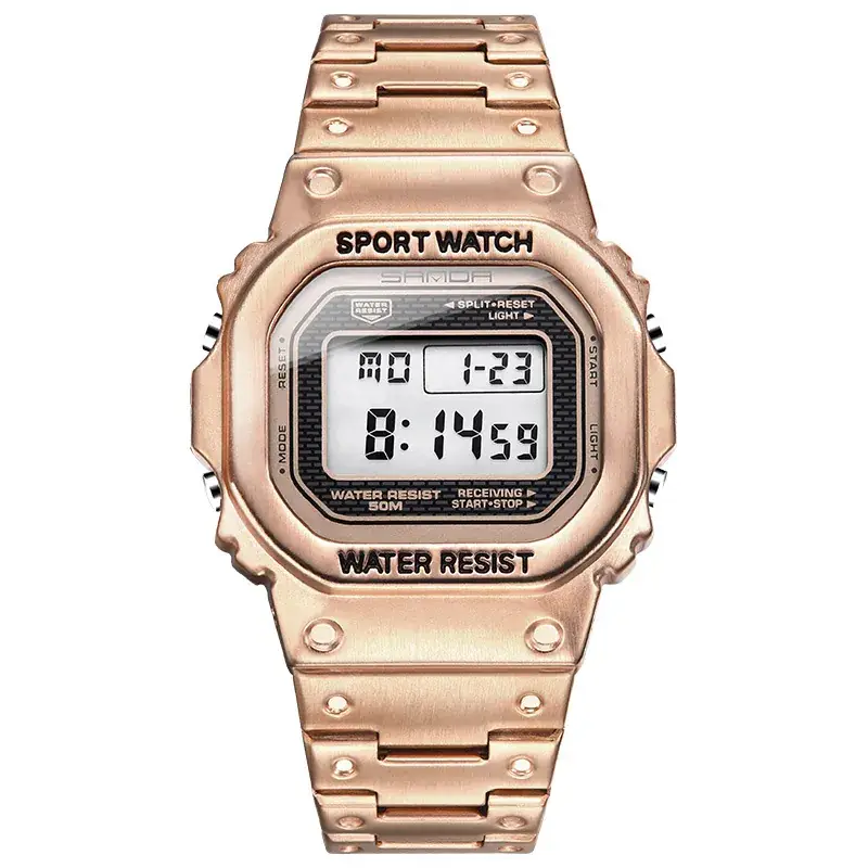 Sanda Black Digital Sport Watch Waterproof for Men Women - Image 3