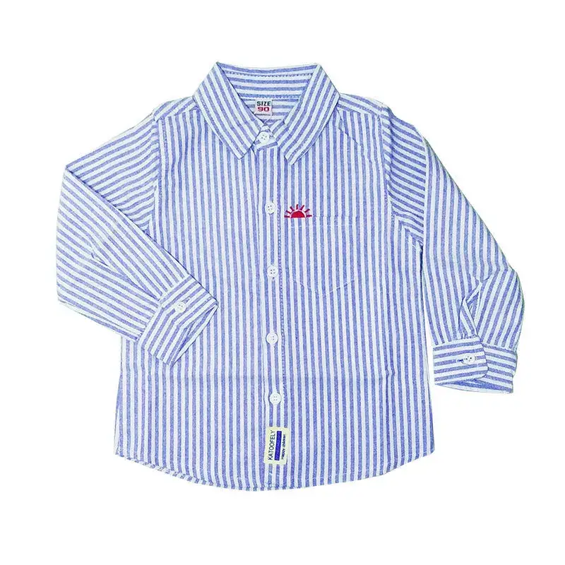 Boys Cotton Striped Shirts Blue White Medium Small - Image 4