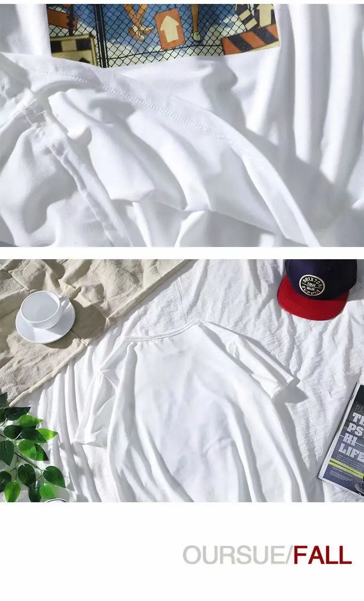 Men's White Loose Sleeve T-Shirt Summer Casual — feature 18