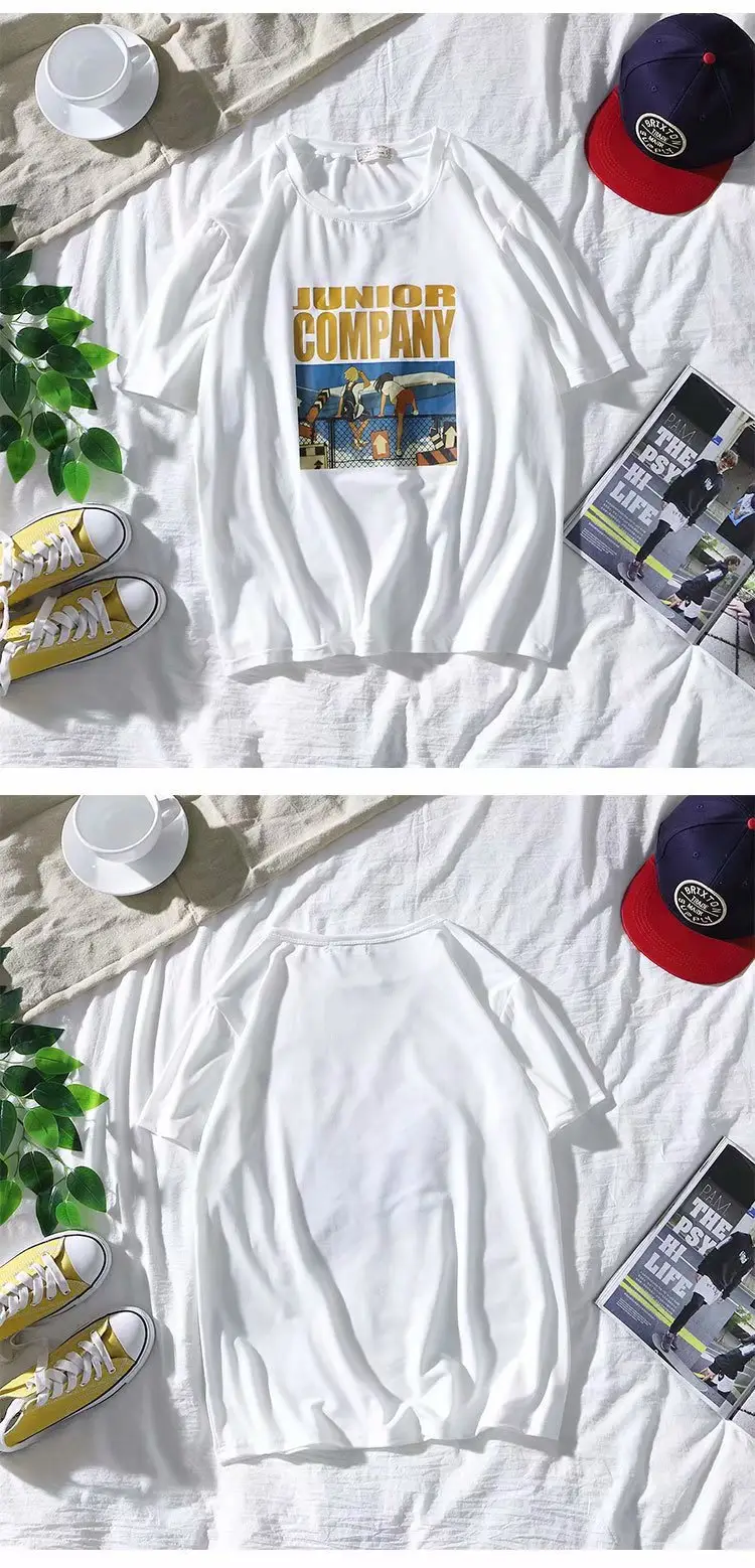 Men's White Loose Sleeve T-Shirt Summer Casual — feature 22