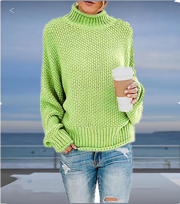 Women Red Turtleneck Sweater 2025 Winter Loose Fit - Image 9