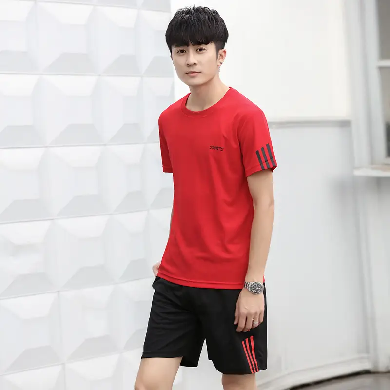 Men Black Adidas Shorts T-Shirt Set Summer Casual - Image 2