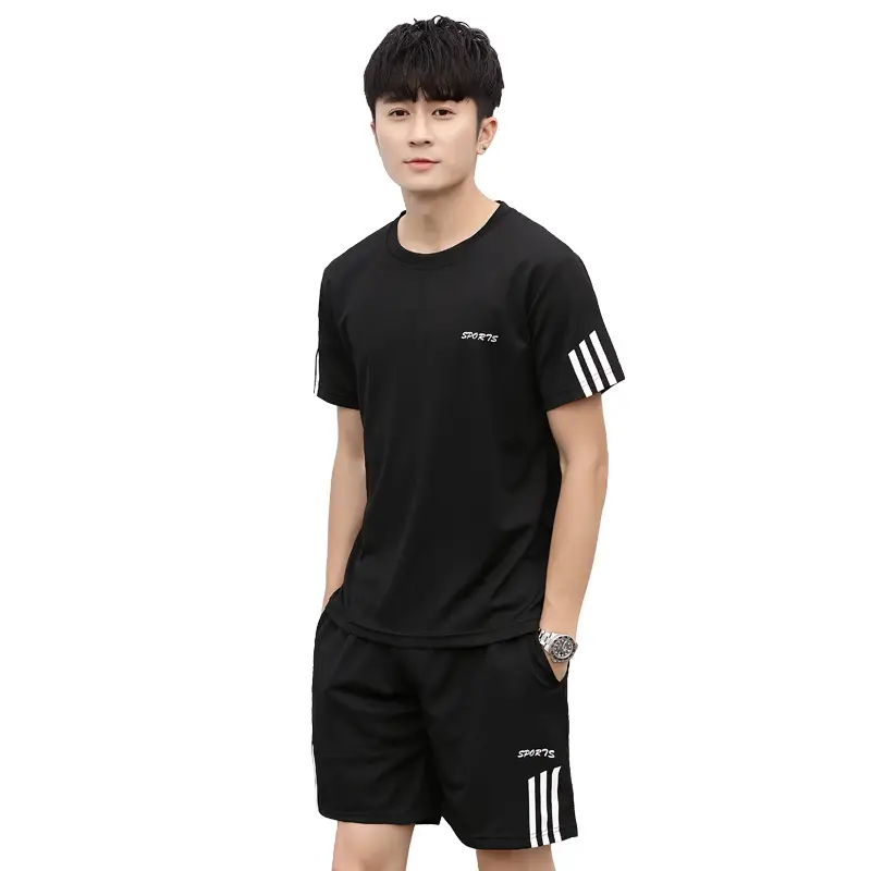 Men Black Adidas Shorts T-Shirt Set Summer Casual - Image 4