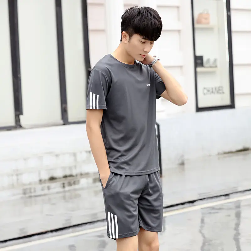Men Black Adidas Shorts T-Shirt Set Summer Casual - Image 3