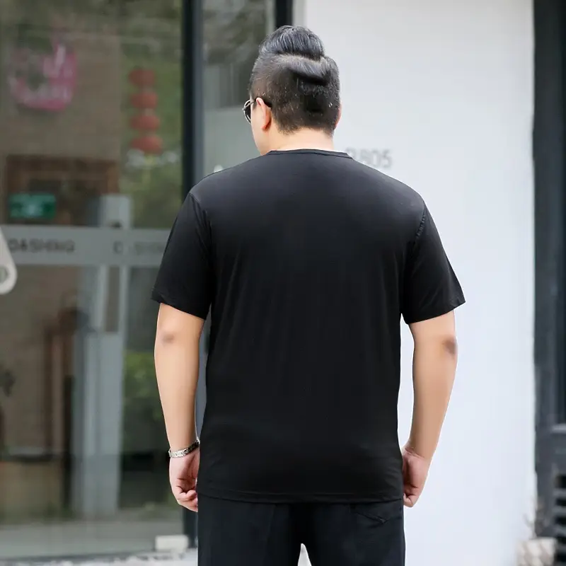 Black V-Neck T-Shirt with Floral Print Plus Size - Image 3