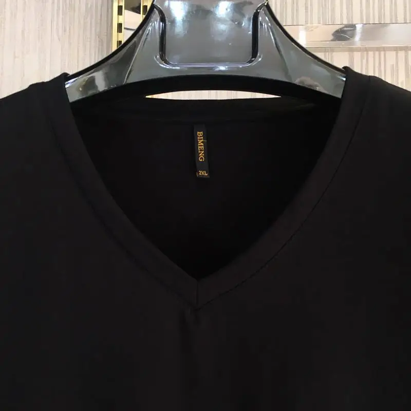 Black V-Neck T-Shirt with Floral Print Plus Size - Image 4