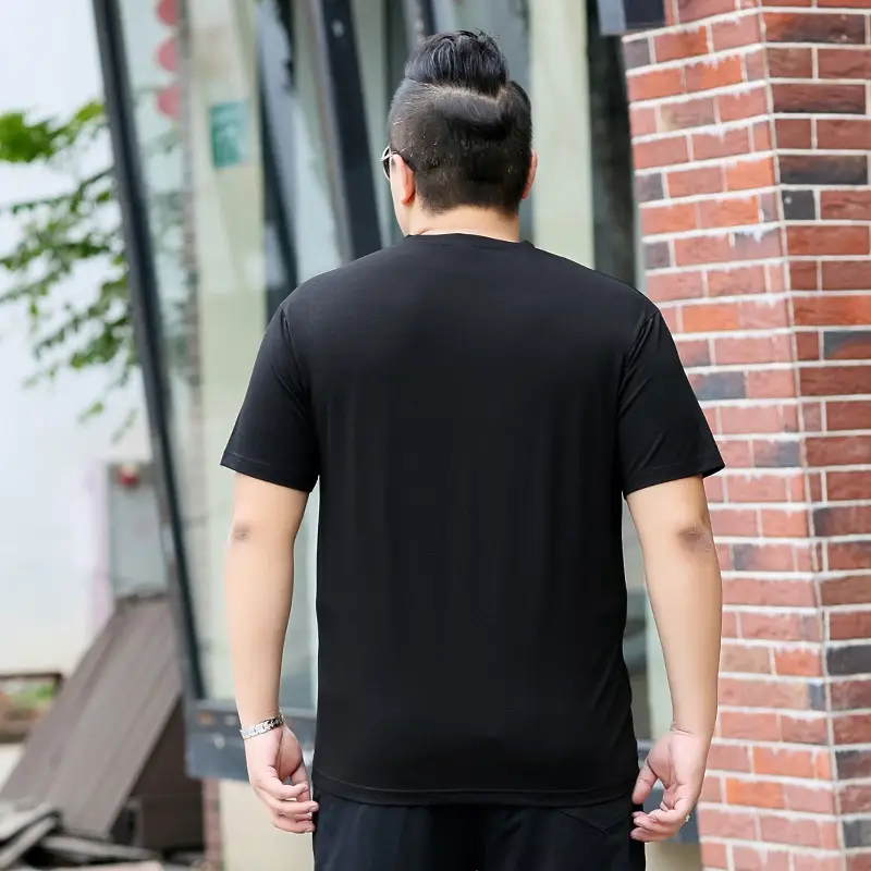 Black Printed V-Neck T-Shirt Plus Size - Image 3