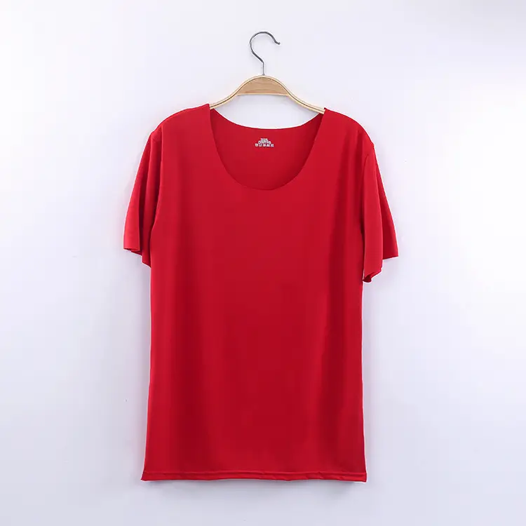 Women Light Blue Ice Silk Slim T-Shirt Bottom Half Sleeve