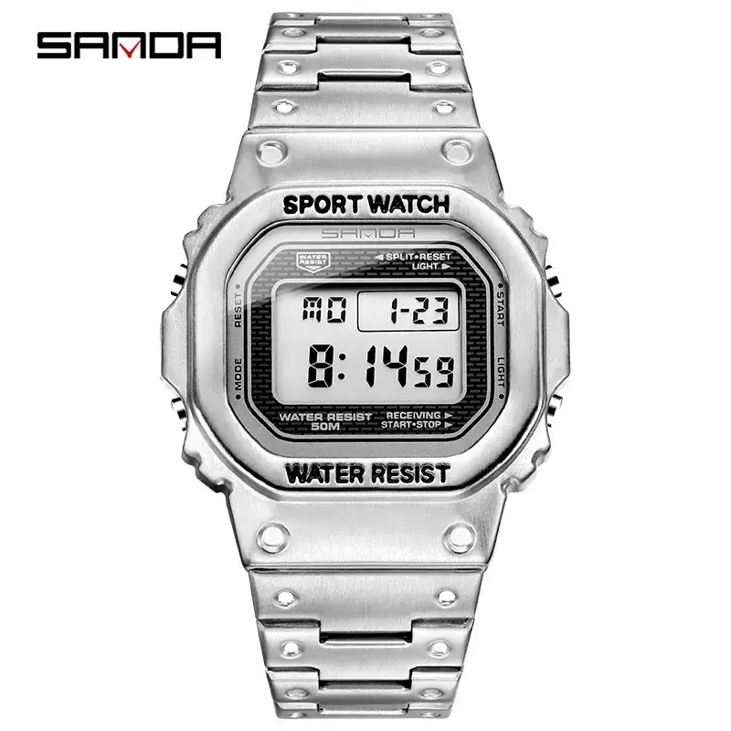 Sanda Waterproof Square Gold Sports Watch - Image 6