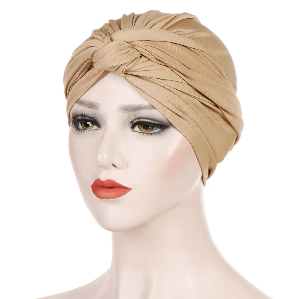 Muslim Headscarf Tan Solid Color Wrap - Image 13