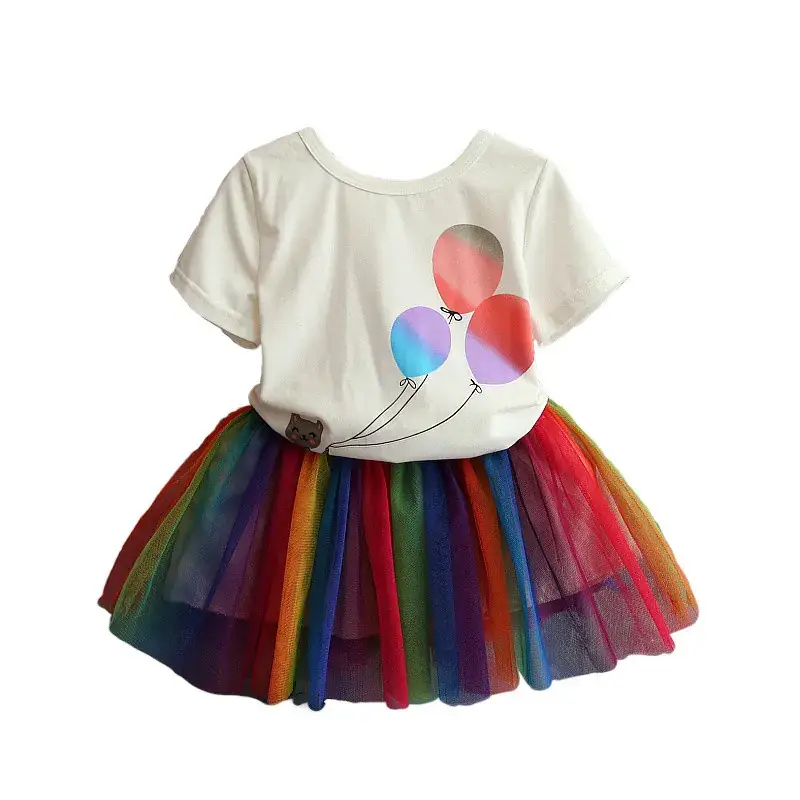Girls Rainbow Skirt T-Shirt Set Summer 2024 - Image 5