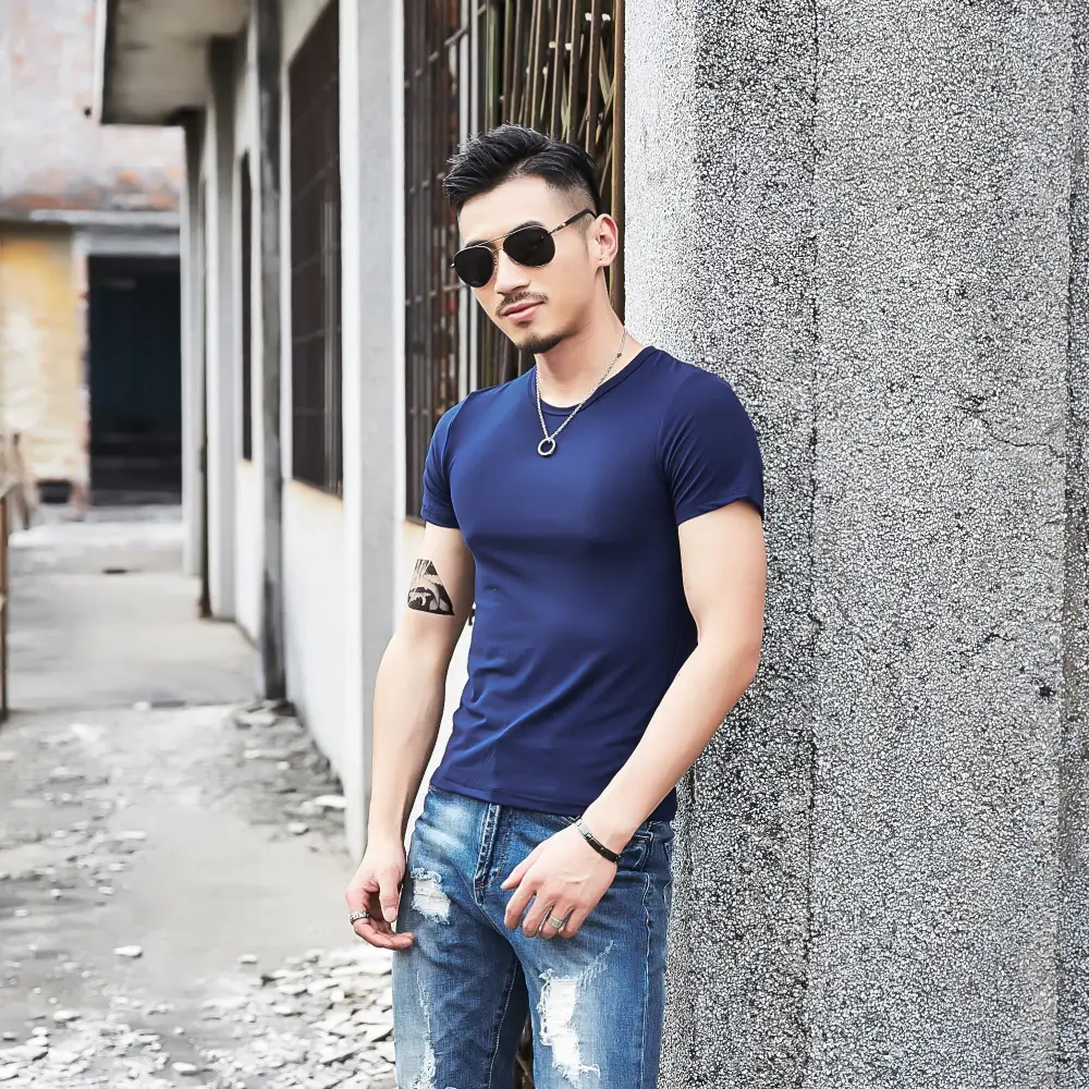 Men Maroon Slim Fit T-Shirt Summer Wear - Image 2