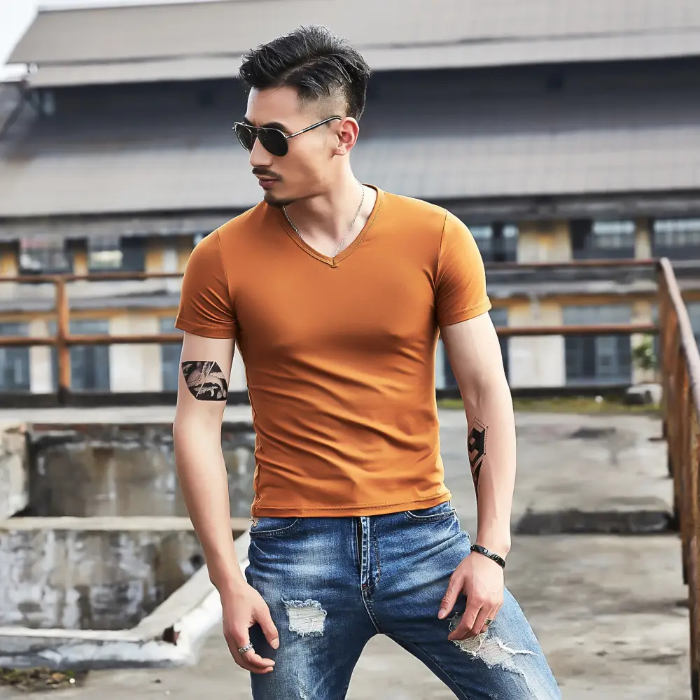 Men Maroon Slim Fit T-Shirt Summer Wear - Image 26