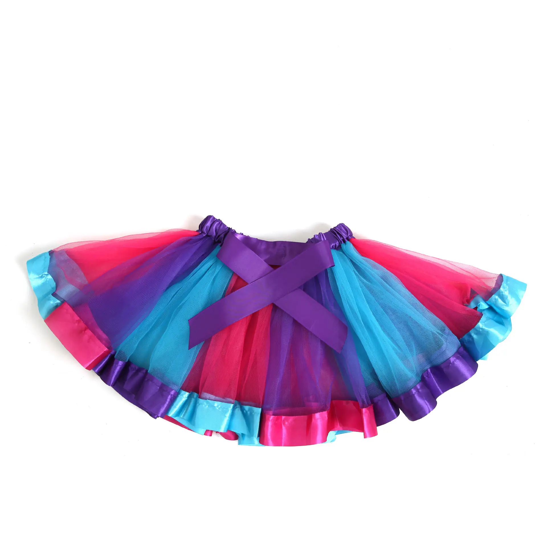 Girls Rainbow Gradient Mesh Tutu Skirt Large