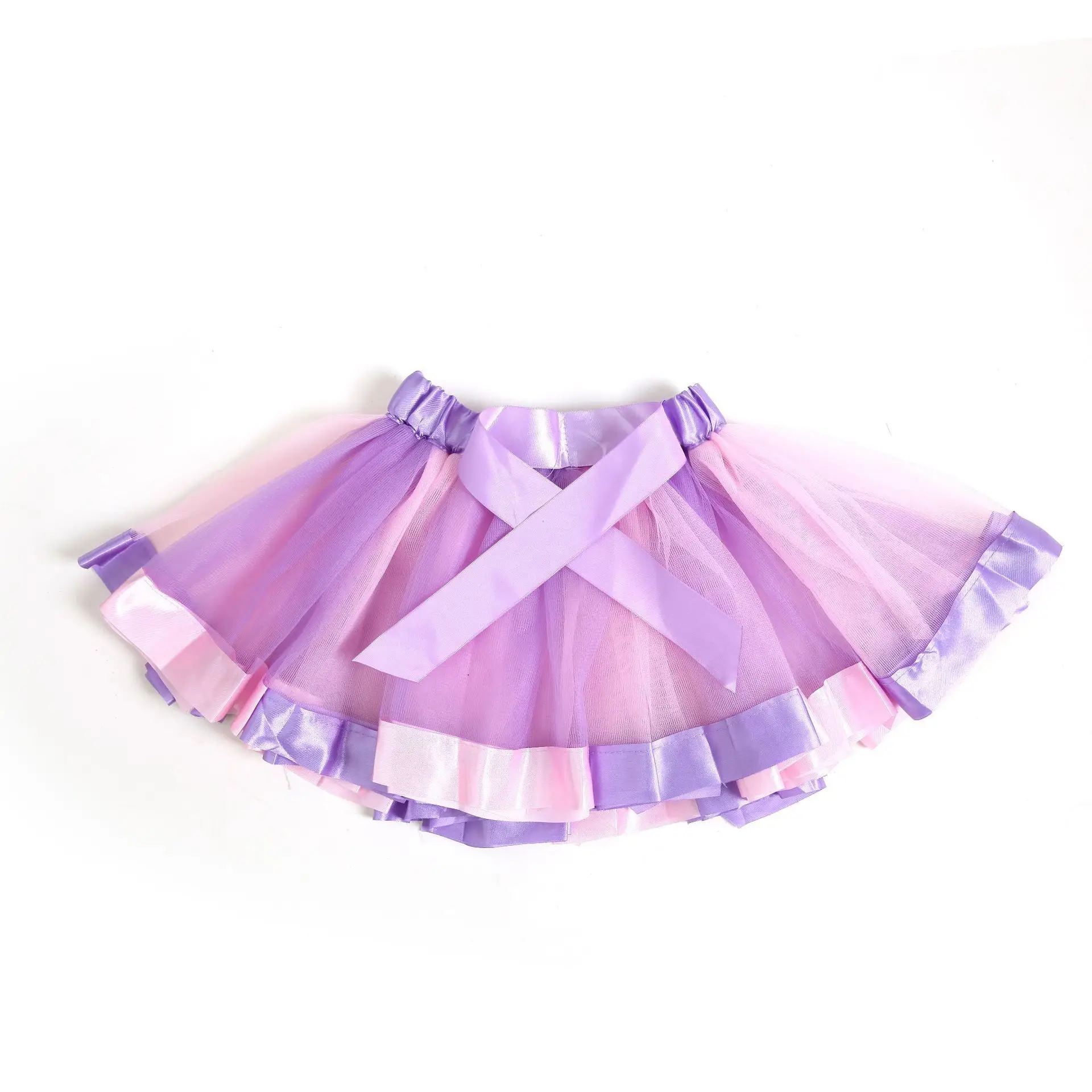 Girls Rainbow Gradient Mesh Tutu Skirt Large