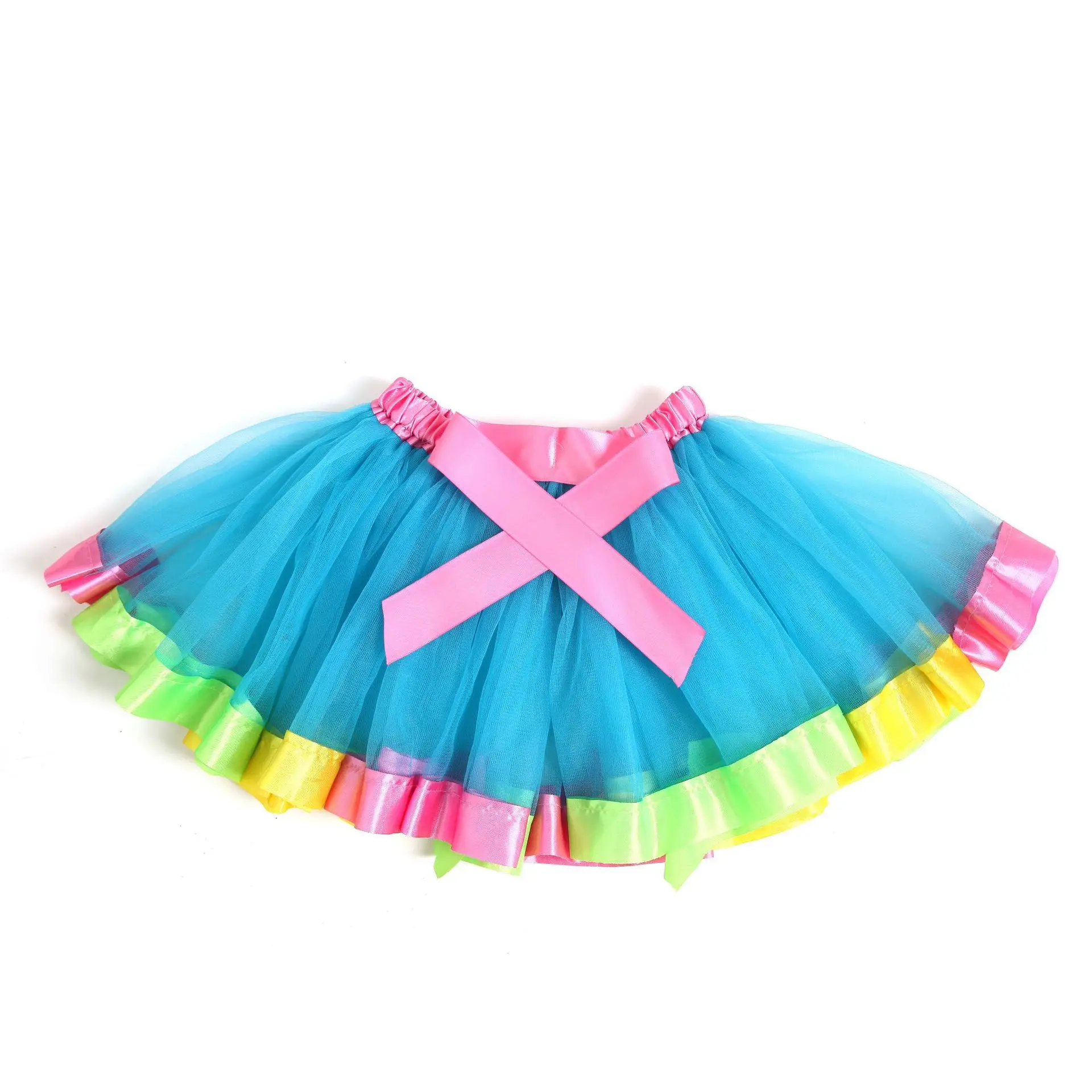 Girls Rainbow Gradient Mesh Tutu Skirt Large