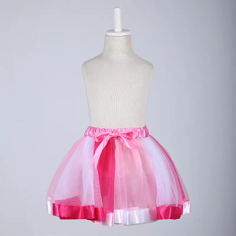 Girls Rainbow Gradient Mesh Tutu Skirt Large