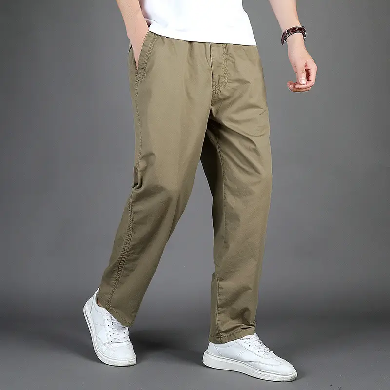 Men Black Plus Size Casual Pants Wash Overalls Middle Age - Image 4