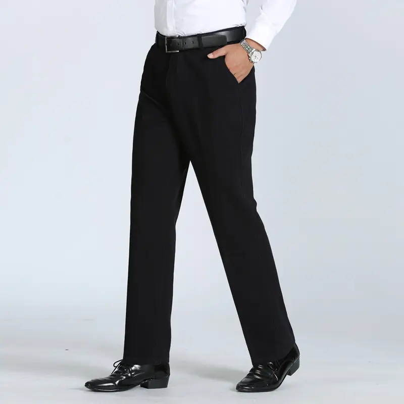 Men's Olive Green Straight Cotton Business Pants - Image 9