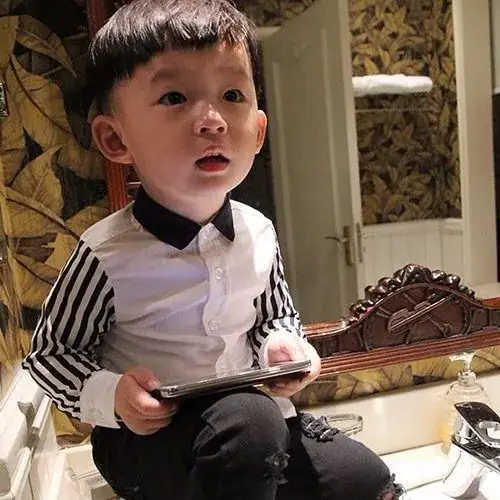 2024 Boys Long Sleeve Shirts Navy White Striped 2-6Yr - Image 5