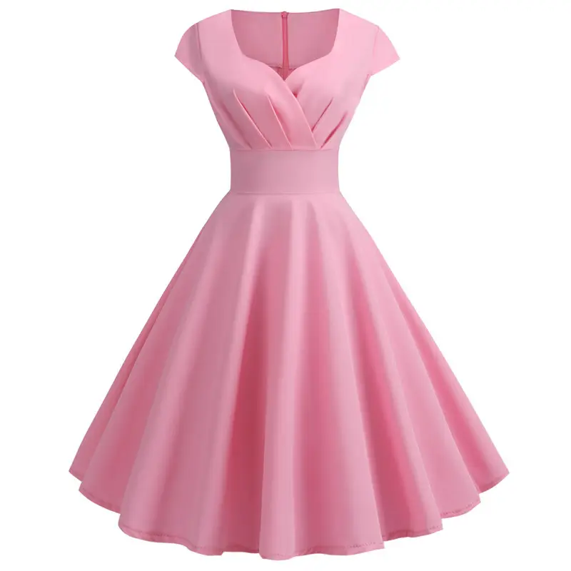 Red V-Neck Swing Dress for Women - Image 9