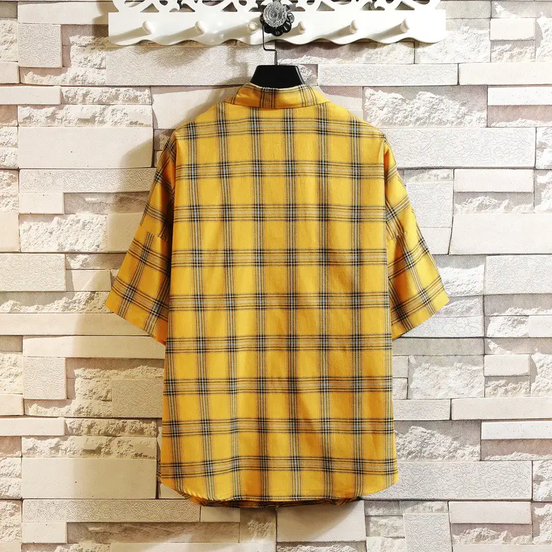 Red Plaid Half Sleeve Shirt for Men Teenager - Image 7