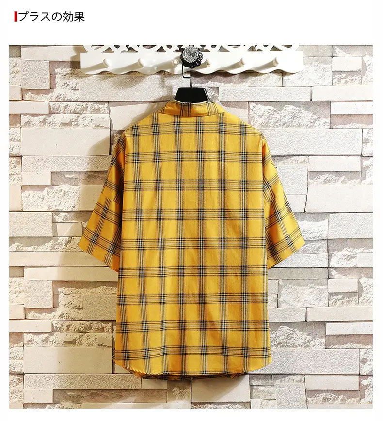 Red Plaid Half Sleeve Shirt for Men Teenager — feature 10