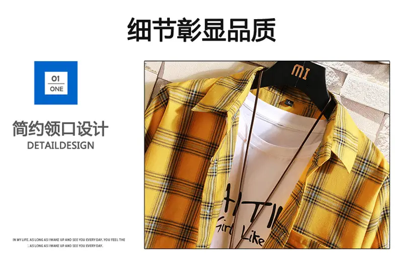 Red Plaid Half Sleeve Shirt for Men Teenager — feature 4