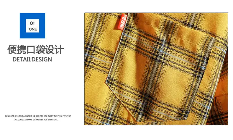 Red Plaid Half Sleeve Shirt for Men Teenager — feature 6