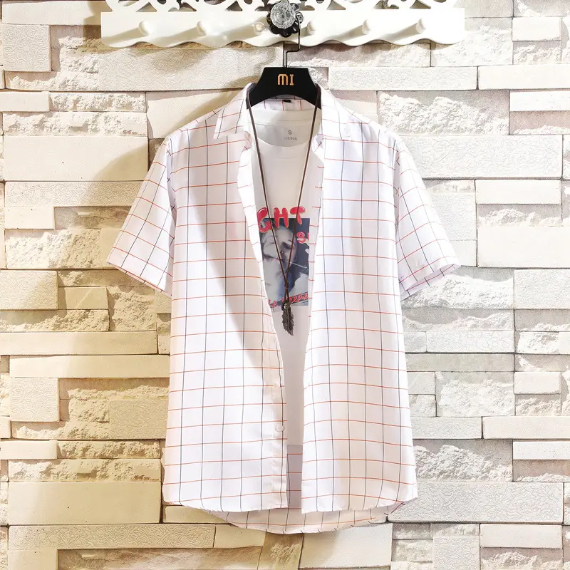 Summer Korean-style Plaid Slim Fit Shirt for Men - Image 6