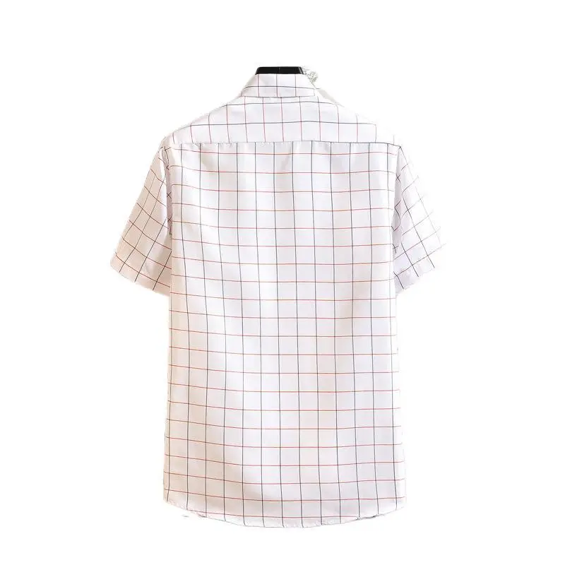 Summer Korean-style Plaid Slim Fit Shirt for Men - Image 8