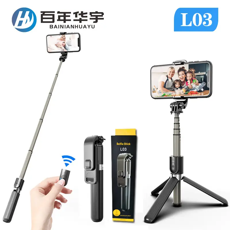 Bluetooth Selfie Stick 100cm Telescopic Tripod Compatible - Image 7