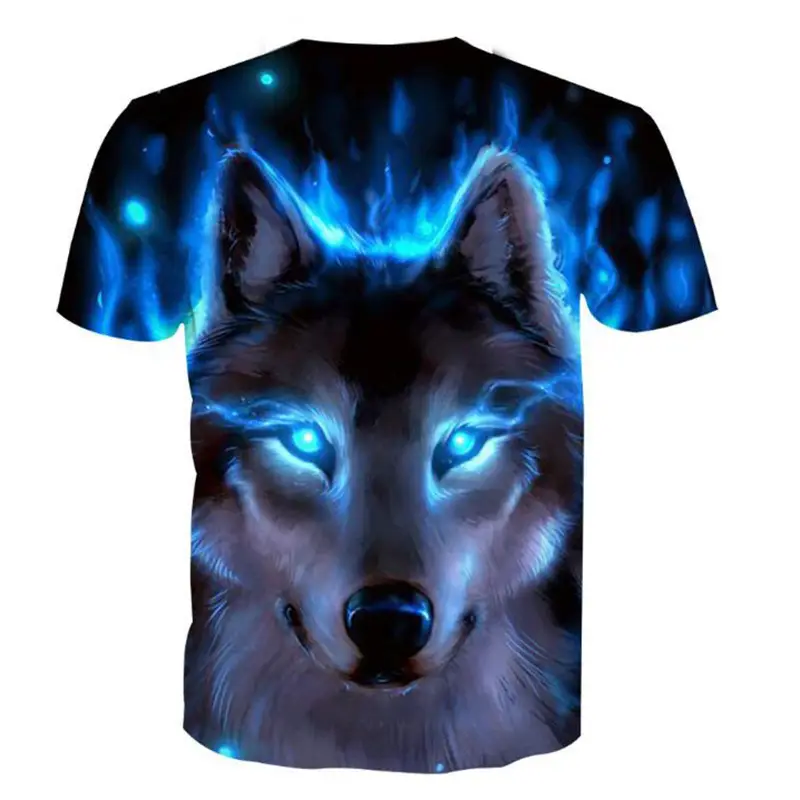 2019 Wolf 3D Print Men T-Shirt Blue — feature 6