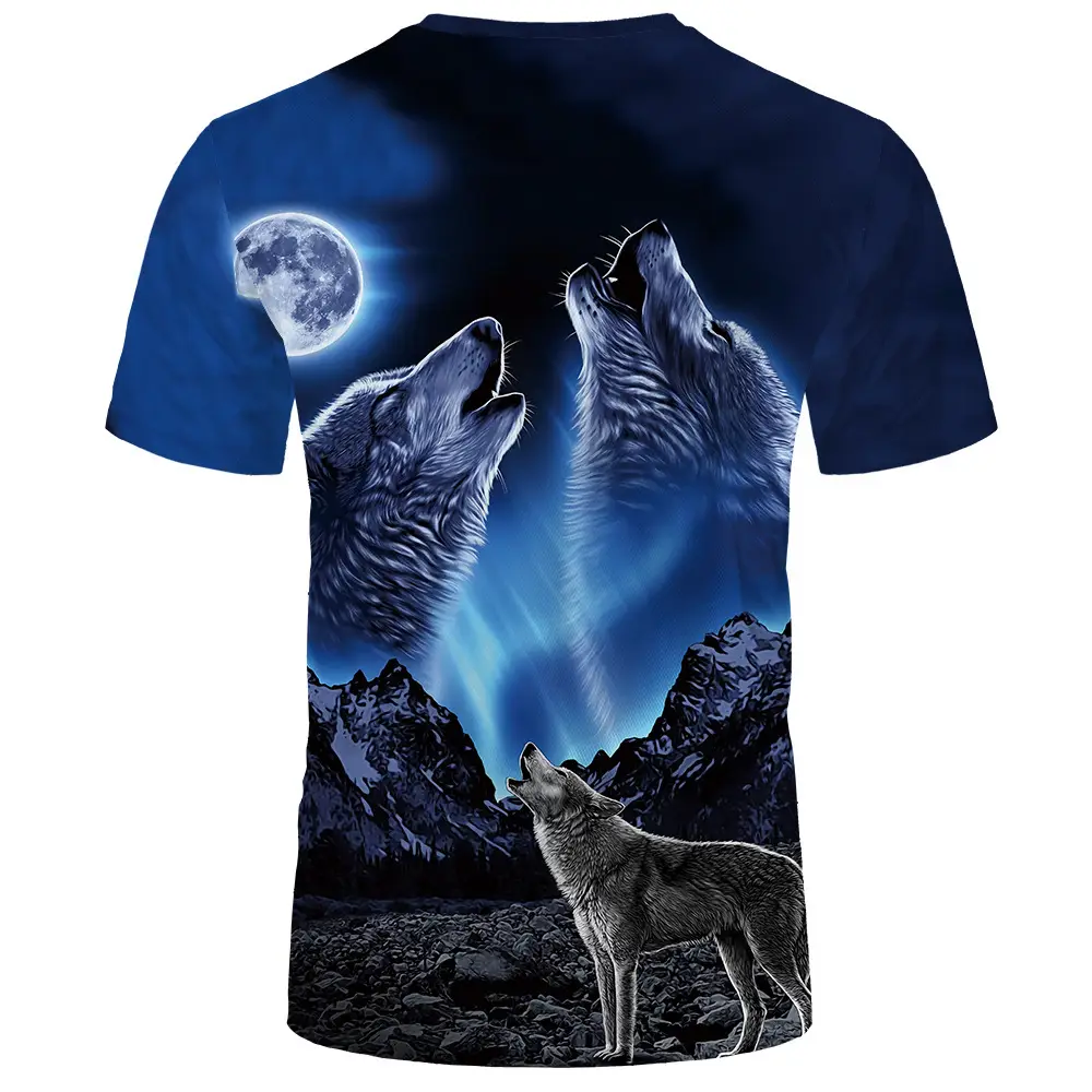 2019 Wolf 3D Print Men T-Shirt Blue — feature 8