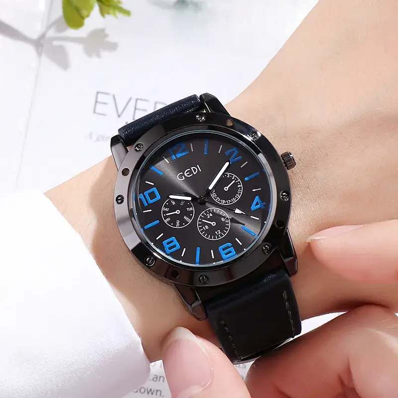 Men's Red Strap Chronograph Watch with Black Dial - Image 7