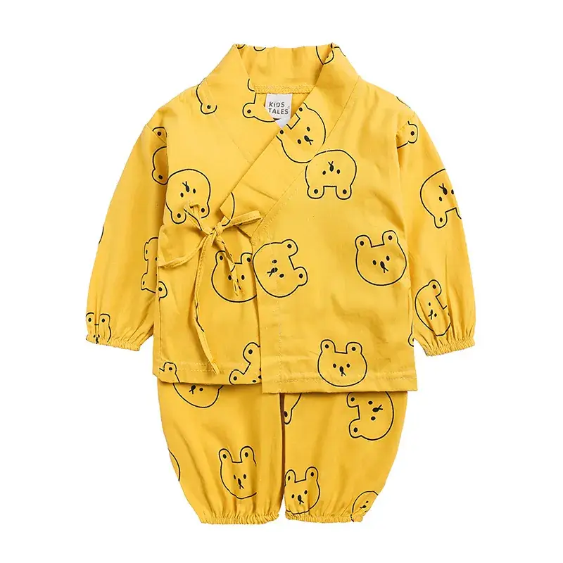 Newborn Heshang Baby Suit Yellow Pink White Spring Summer Casual Home Wear - Image 2