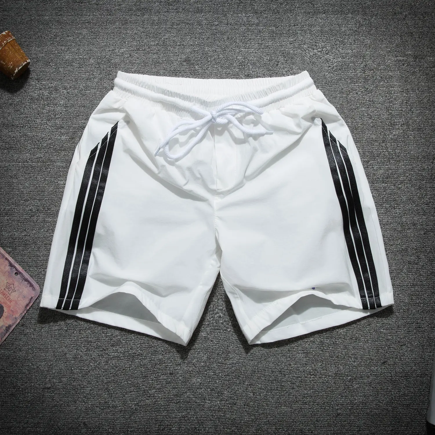 Men's Black Three Bar Shorts Quick Dry Elastic Waist - Image 5
