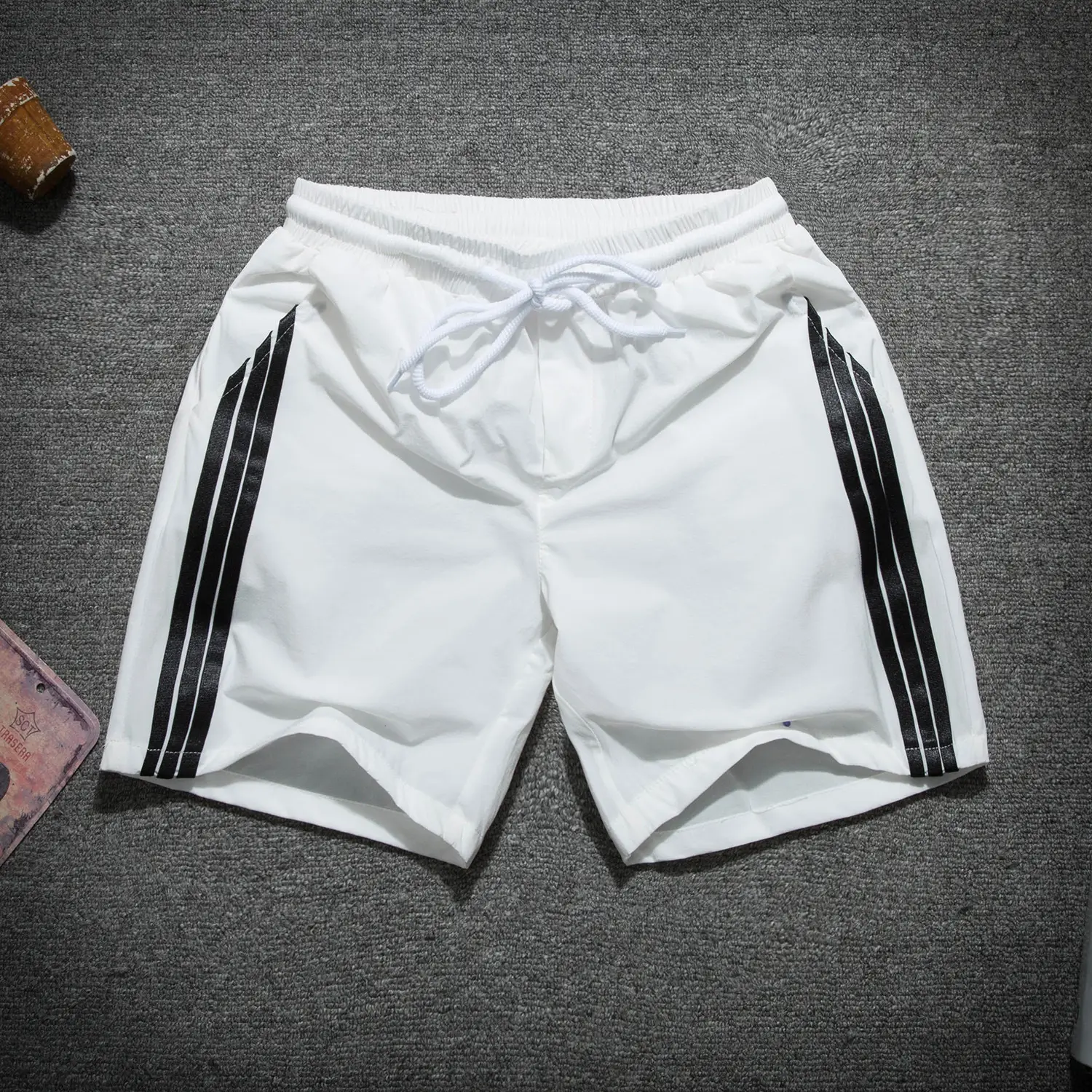 Men's Black Three Bar Shorts Quick Dry Elastic Waist - Image 9
