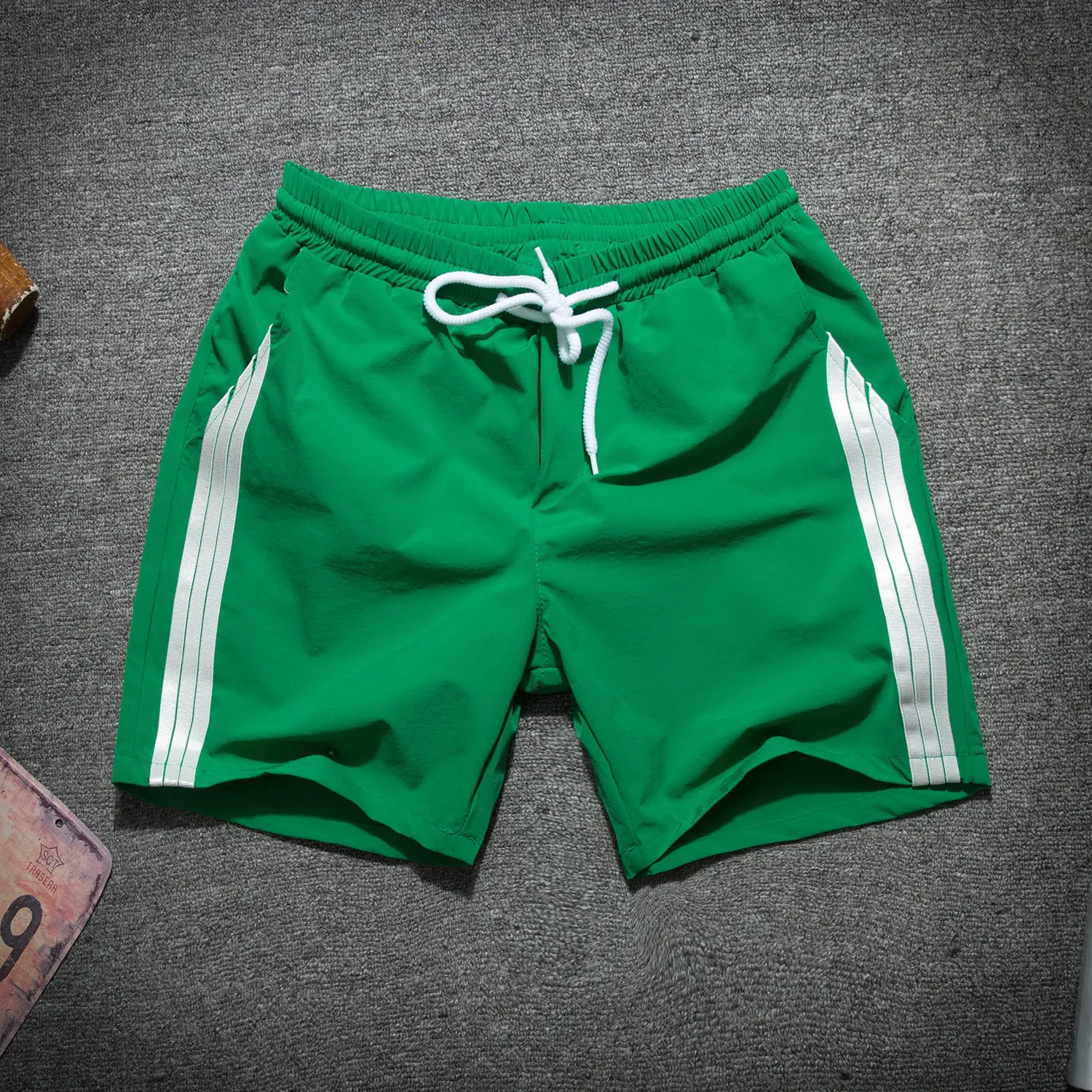 Men's Black Three Bar Shorts Quick Dry Elastic Waist - Image 2