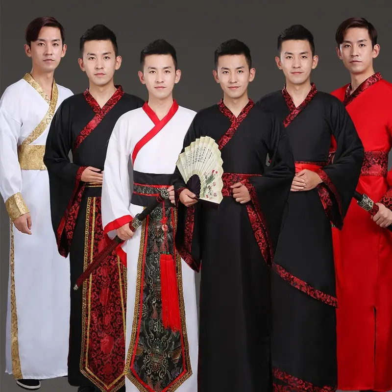 Ancient Hanfu Chivalrous Male Costume Black Red - Image 20