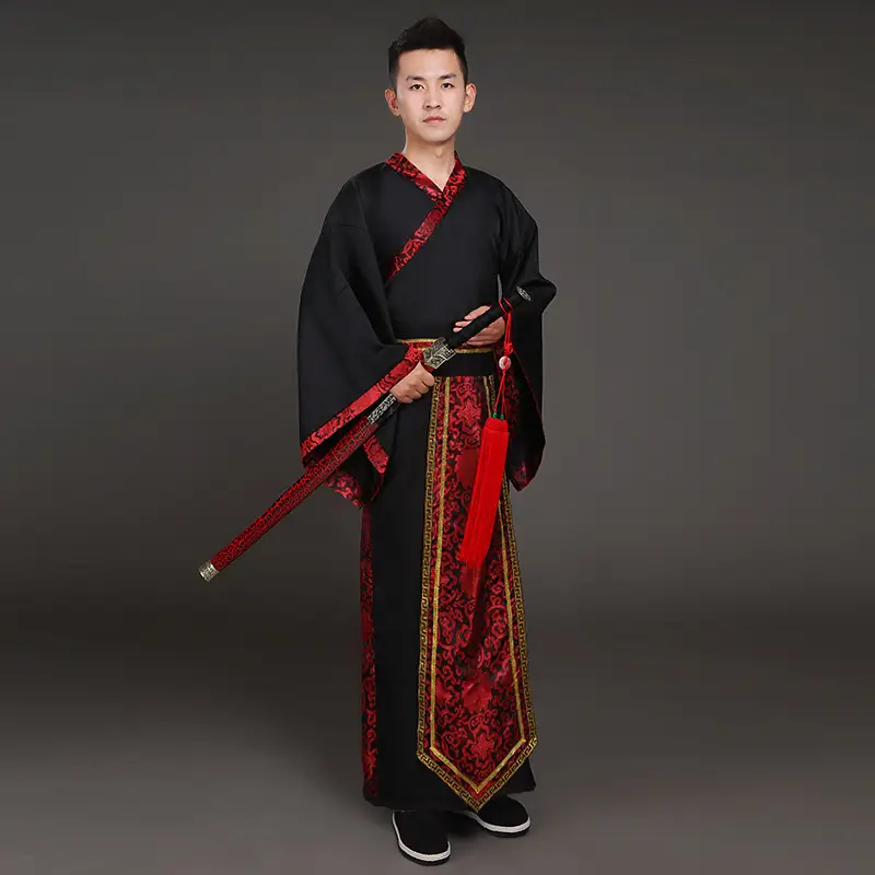 Ancient Hanfu Chivalrous Male Costume Black Red - Image 21