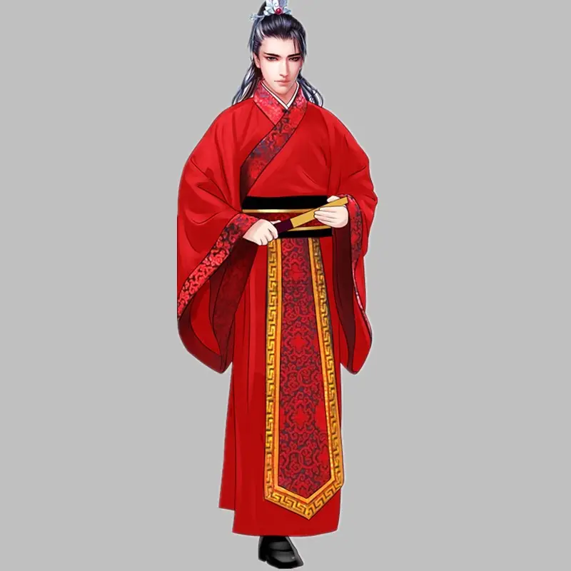 Ancient Hanfu Chivalrous Male Costume Black Red - Image 10