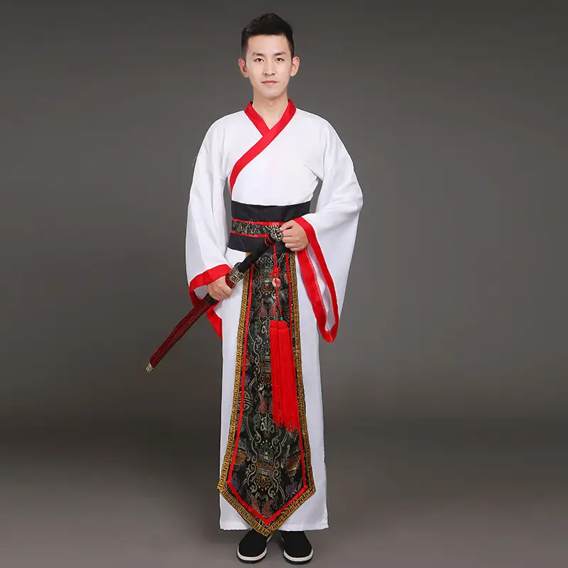 Ancient Hanfu Chivalrous Male Costume Black Red - Image 12