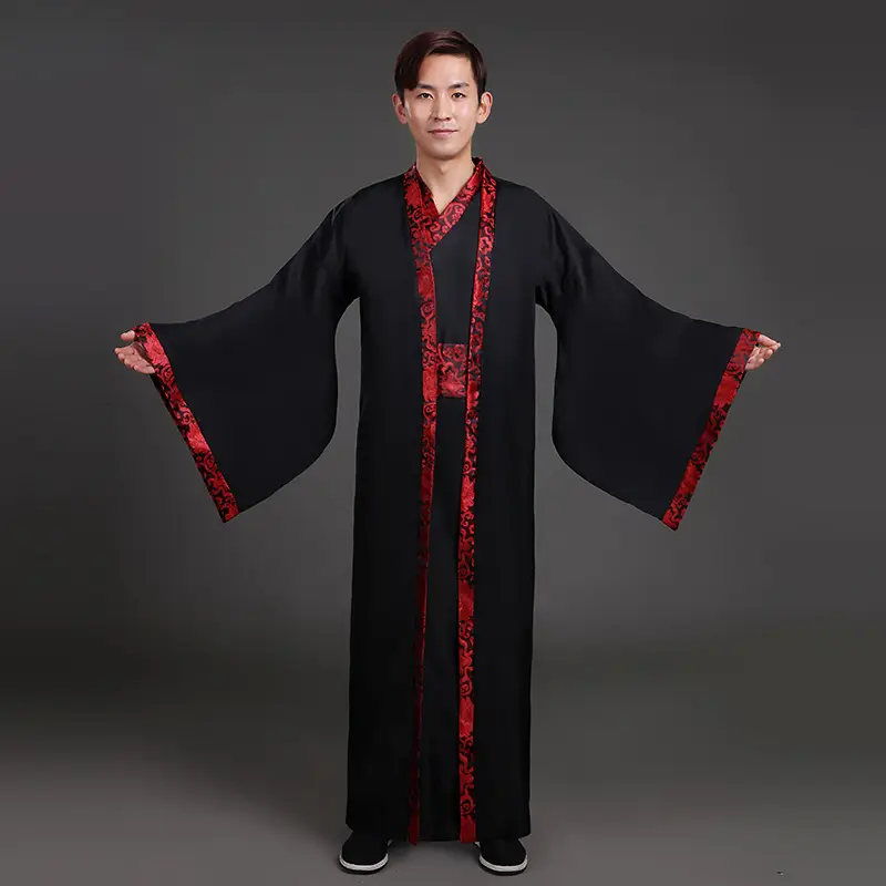 Ancient Hanfu Chivalrous Male Costume Black Red - Image 18
