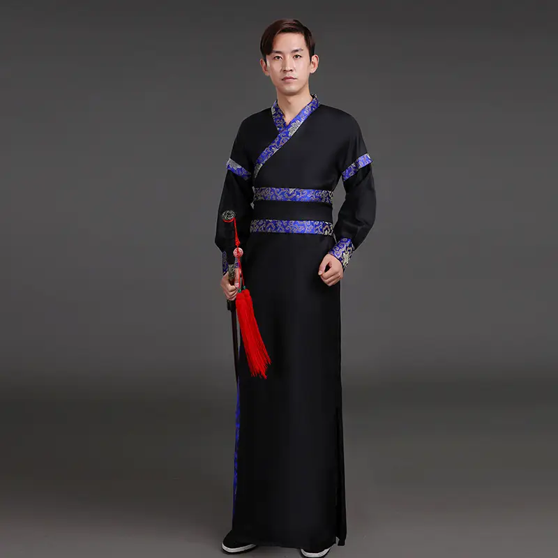 Ancient Hanfu Chivalrous Male Costume Black Red - Image 19