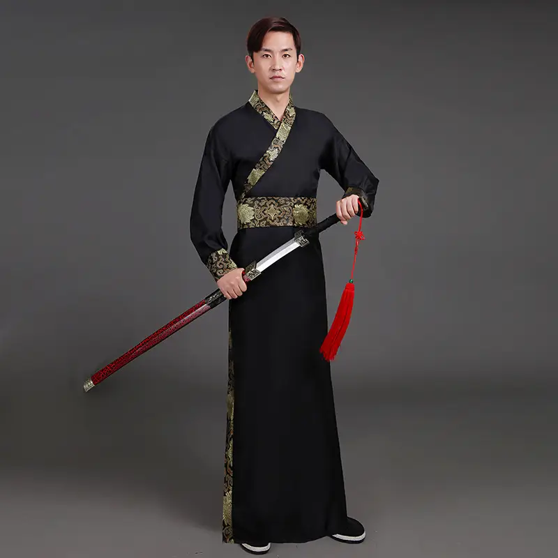Ancient Hanfu Chivalrous Male Costume Black Red - Image 3