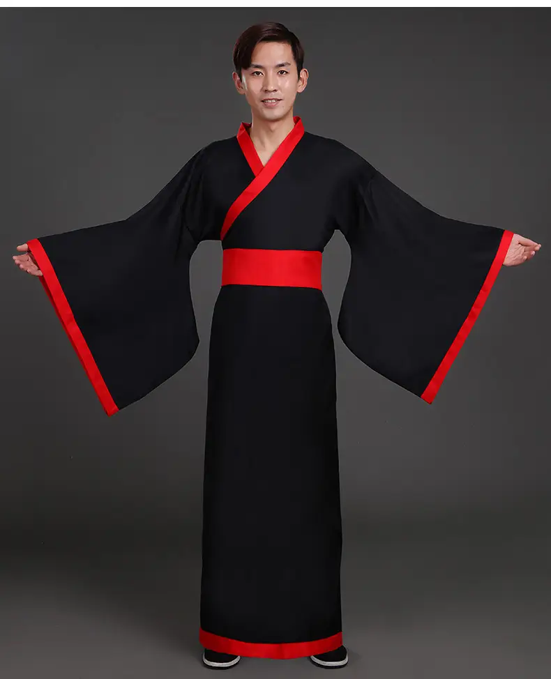 Ancient Hanfu Chivalrous Male Costume Black Red - Image 5