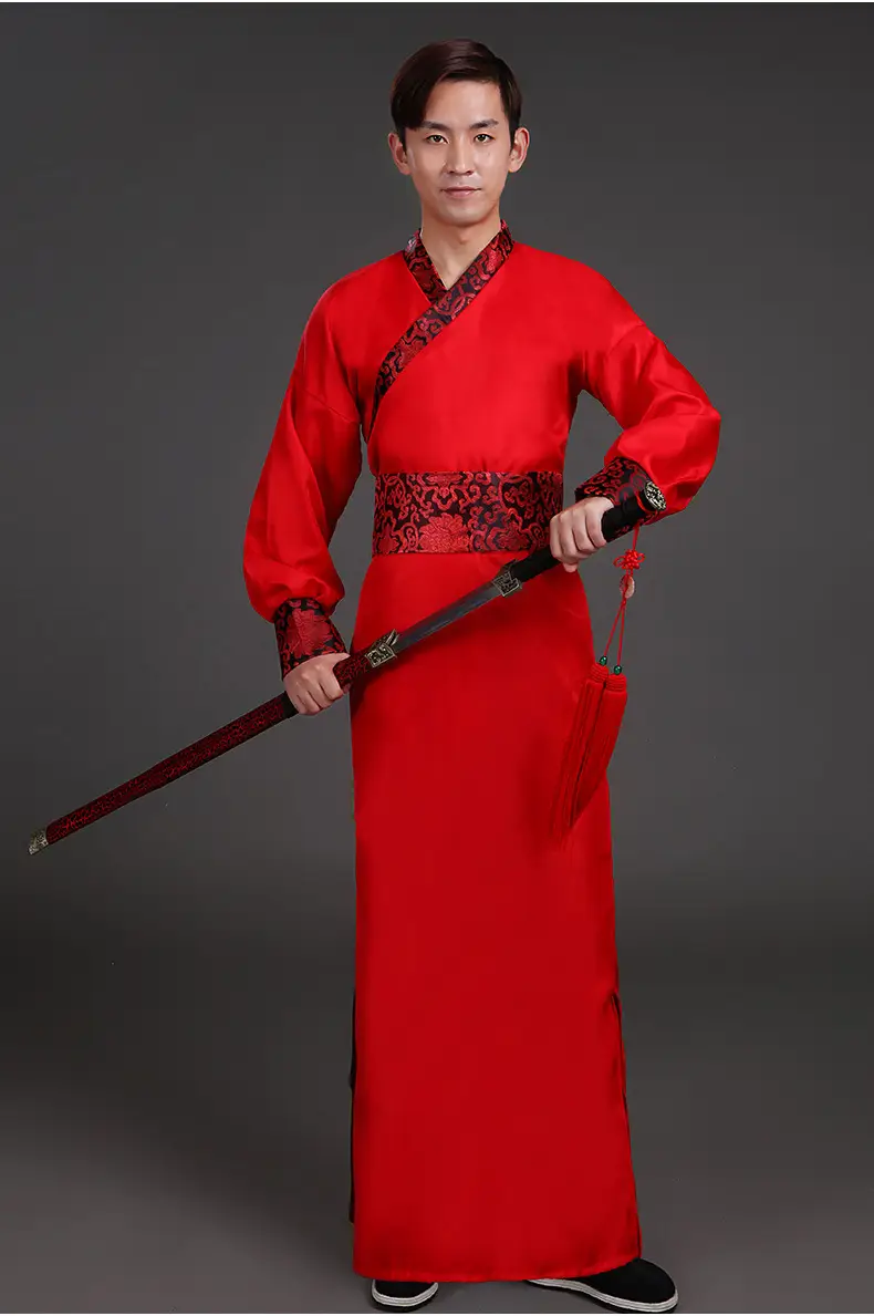 Ancient Hanfu Chivalrous Male Costume Black Red - Image 8
